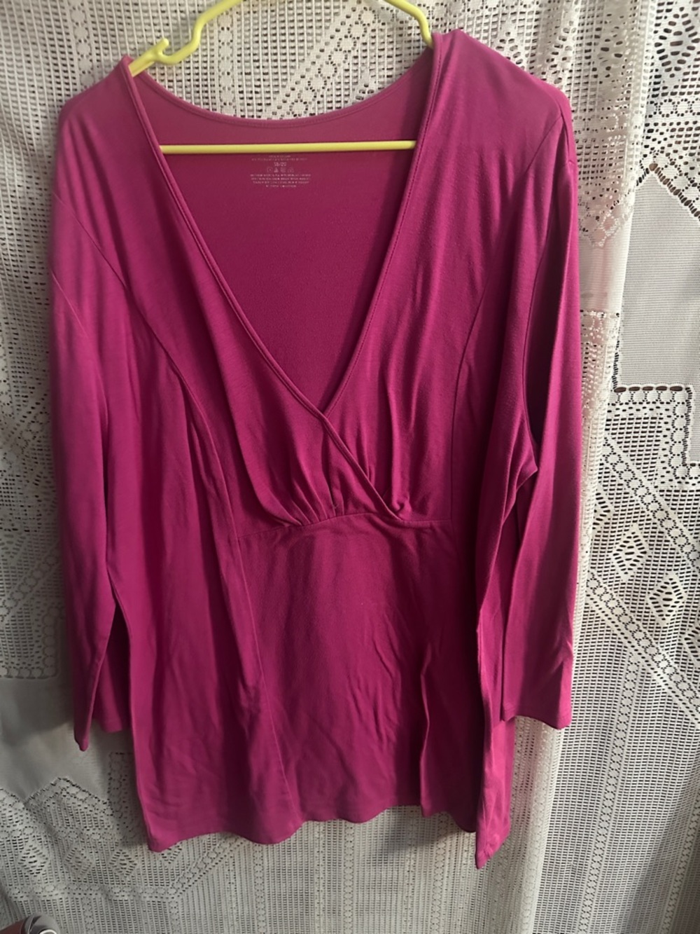 Lane Bryant Hot Pink Wrap-Front Long Sleeve Top